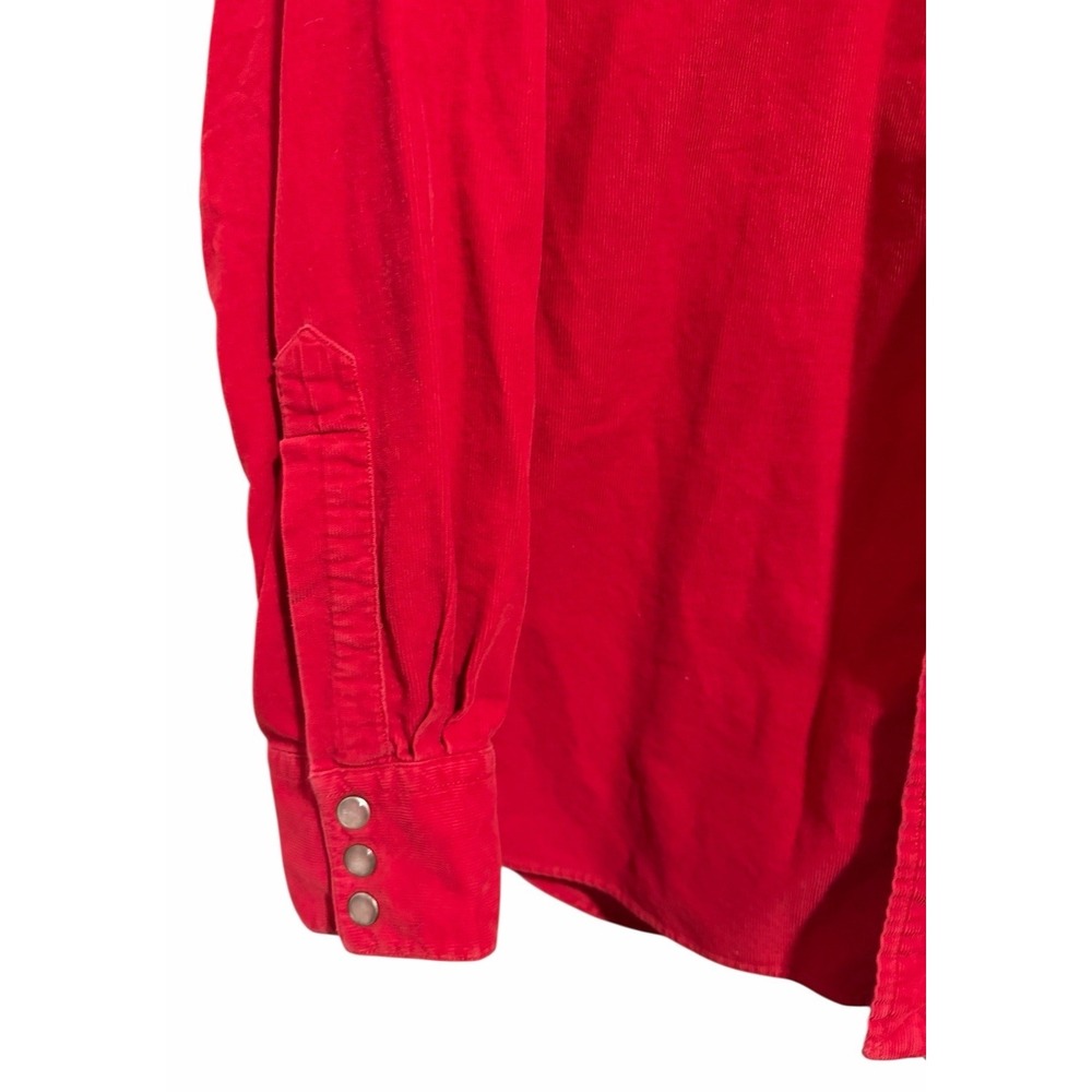 Polo‎ Ralph Lauren Red Corduroy Classic Western Shirt Pearl Snap Size Medium - Picture 7 of 14